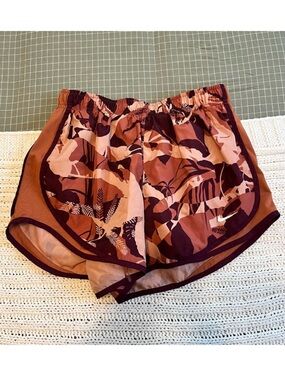 Nike Dri-FIT Printed Running Shorts Rust & Burgundy Pattern Size M